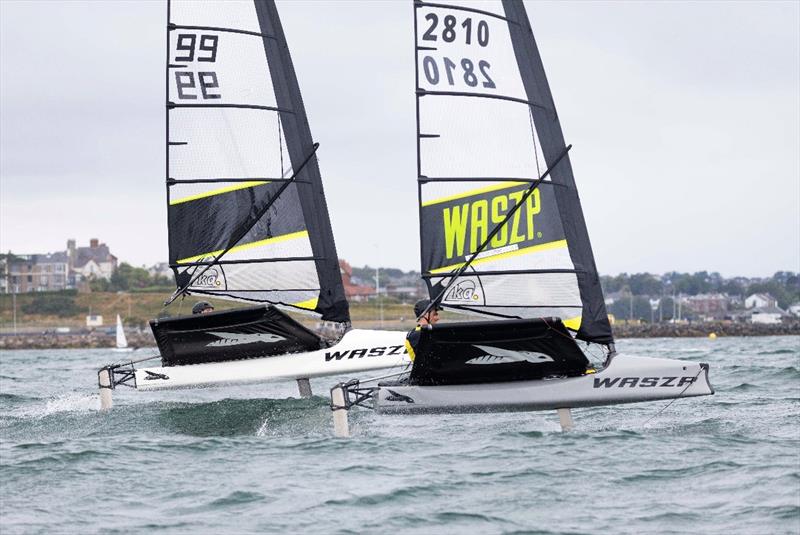 BYC locals, Espey and McGovern, in close battle - Waszp Irish National Championships at Ballyholme photo copyright Simon McIlwaine / www.wavelengthimage.com taken at Ballyholme Yacht Club and featuring the WASZP class