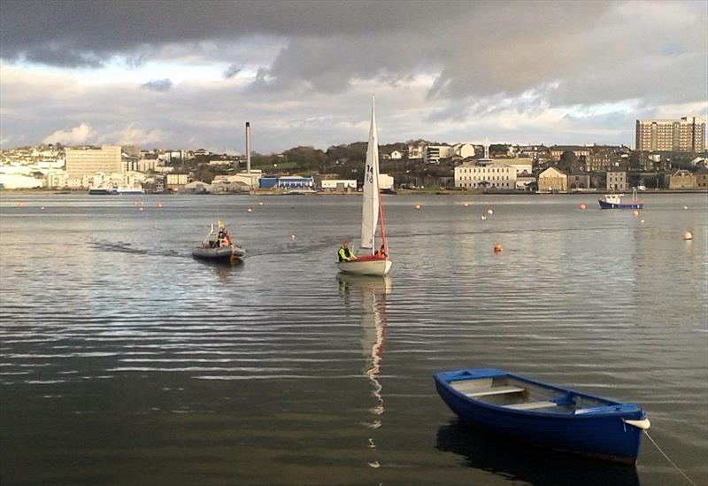 Last boat home, Pat Dollard & Eric Whilley's Wayfarer in the Torpoint Mosquito Three Rivers Race photo copyright Ronnie Carter taken at Torpoint Mosquito Sailing Club and featuring the Wayfarer class