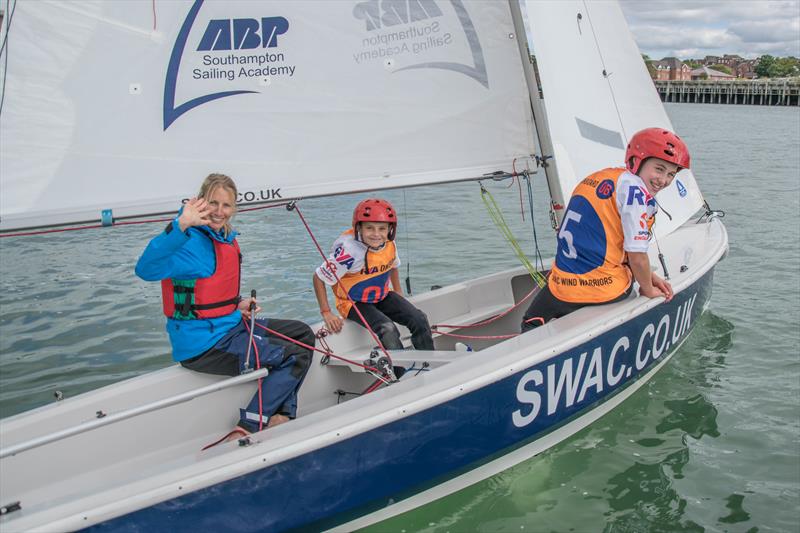 Newlands Primary School students and Olympic medallists at Southampton Water Sports Activity Centre photo copyright SWAC taken at Southampton Water Activities Centre and featuring the Wayfarer class