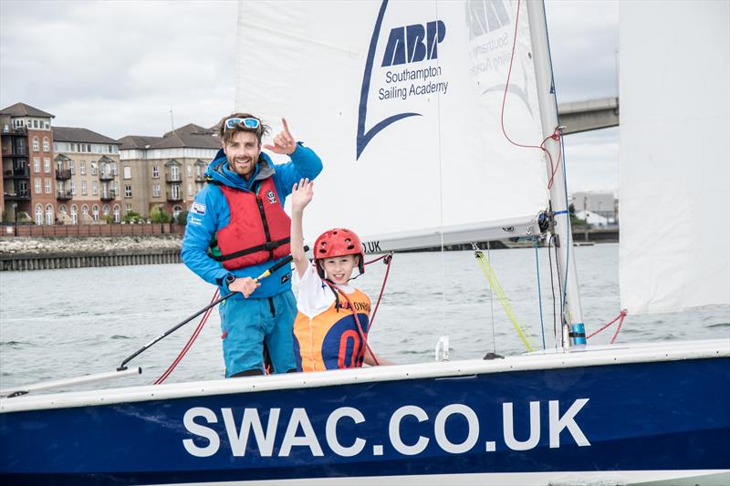 Newlands Primary School students and Olympic medallists at Southampton Water Sports Activity Centre photo copyright SWAC taken at Southampton Water Activities Centre and featuring the Wayfarer class