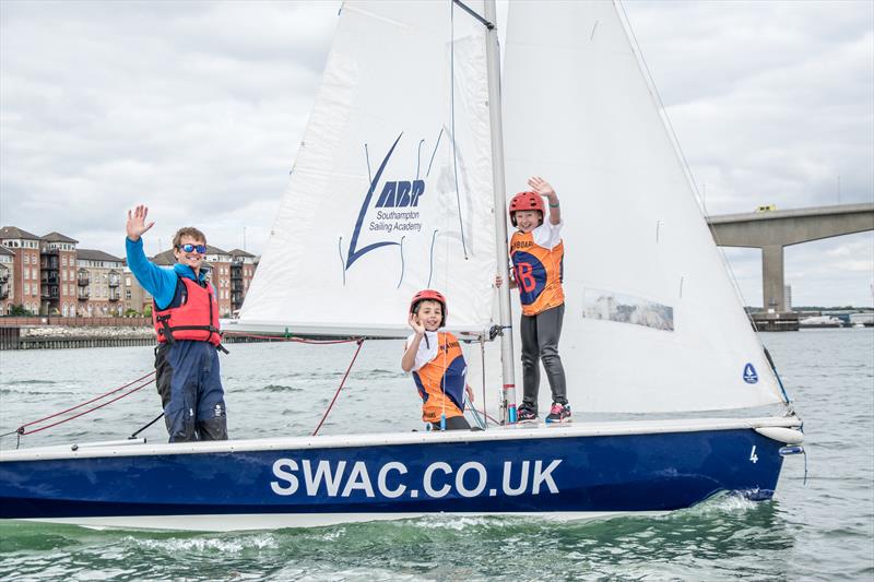Newlands Primary School students and Olympic medallists at Southampton Water Sports Activity Centre photo copyright SWAC taken at Southampton Water Activities Centre and featuring the Wayfarer class