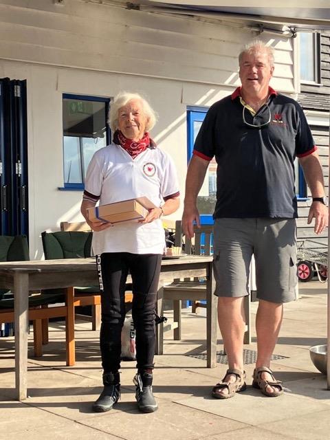 Liz Feibusch is recognised as she retires from racing after the Wayfarer Eastern Championship at Blackwater photo copyright Zoe Nelson taken at Blackwater Sailing Club and featuring the Wayfarer class