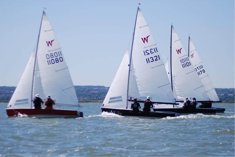 Chris Parish and Chris Passmore lead to the first mark in race 1 - Craftinsure UK Wayfarer National Circuit and Eastern Area Championship at Medway YC - photo © Ami Mann