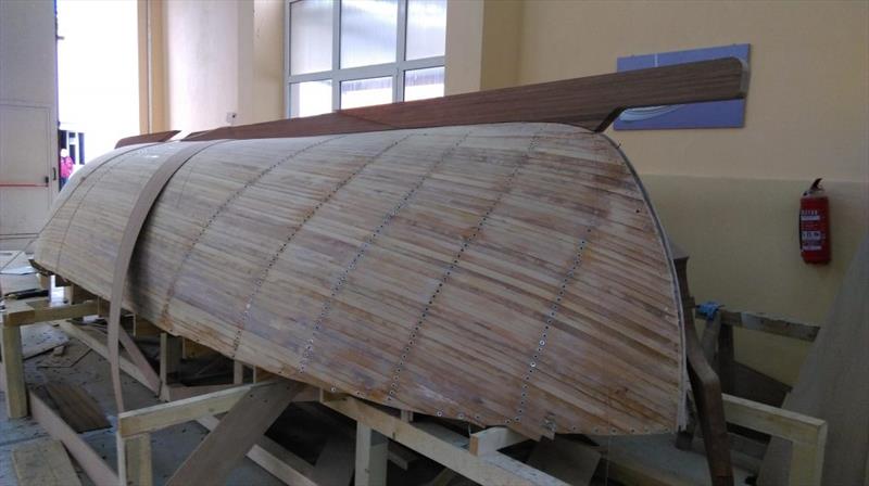Croatian Gajeta build - The screw removal process is now well underway and the sanding will continue to ensure this base layer of strips is as smooth as possible photo copyright Wessex Resins & Adhesives taken at  and featuring the  class