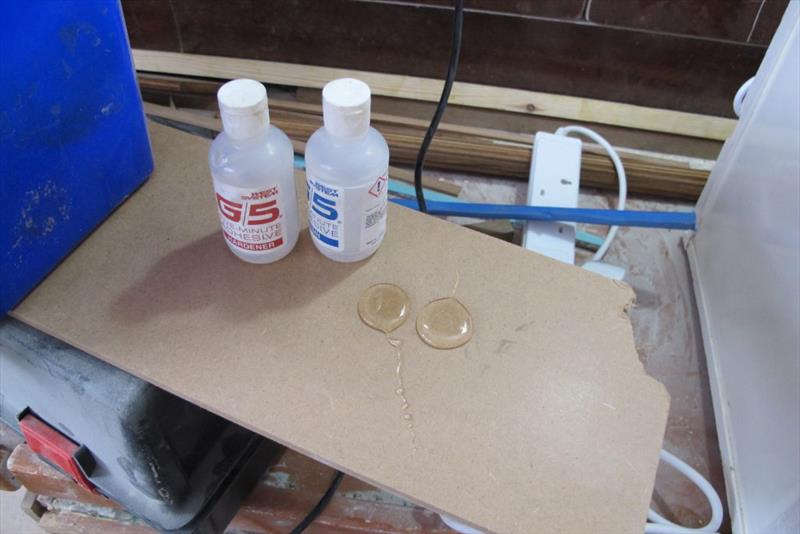 We then mixed up a small amount of G5 epoxy, measuring the two components out accurately by eye to create a 1:1 mix by volume photo copyright Wessex Resins & Adhesives taken at  and featuring the  class