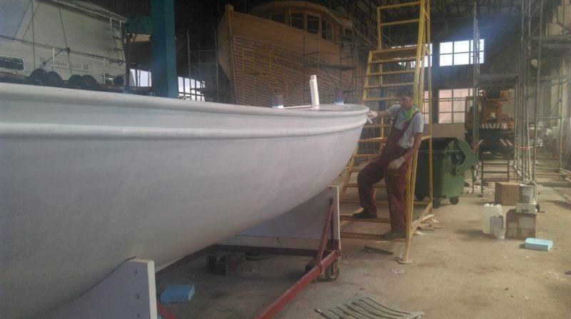 The hull is now painted with a two-pack polyurethane paint from International's Perfection range - photo © Wessex Resins & Adhesives