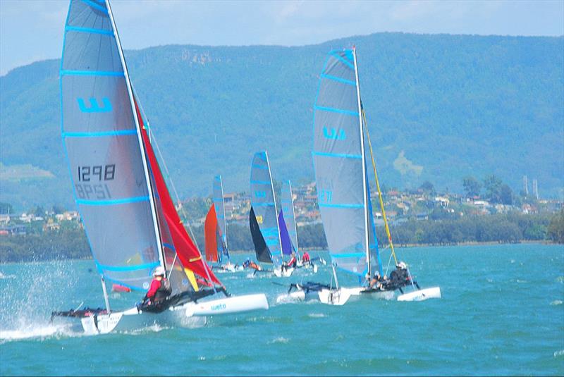 Australian Weta Class National Championships - One up fleet downwind photo copyright Aus Weta taken at Port Kembla Sailing Club and featuring the Weta class