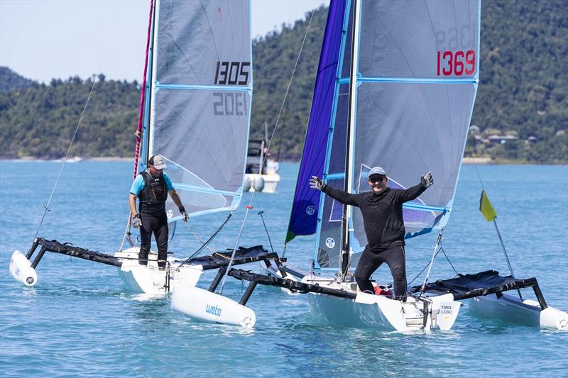 Andy Duffield (1305) and Todd McVey in the Wettas - 2023 Airlie Beach Race Week, Day 5 photo copyright Andrea Francolini / ABRW taken at Whitsunday Sailing Club and featuring the Weta class