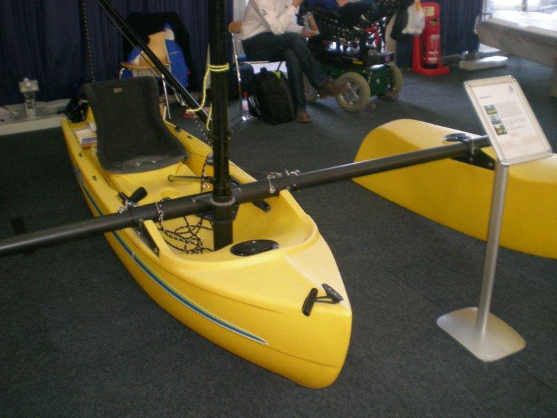 The Windrider is a trimaran and gets its stability from its wide base photo copyright Magnus Smith / www.yachtsandyachting.com taken at RYA Dinghy Show and featuring the WindRider class
