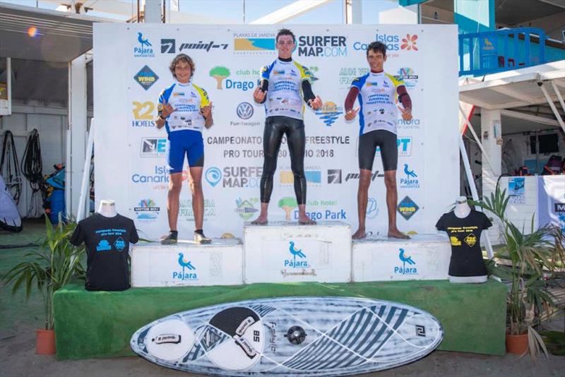 Top 3 of the U16 division – European Freestyle Pro Tour Fuerteventura photo copyright Event Media taken at  and featuring the Windsurfing class