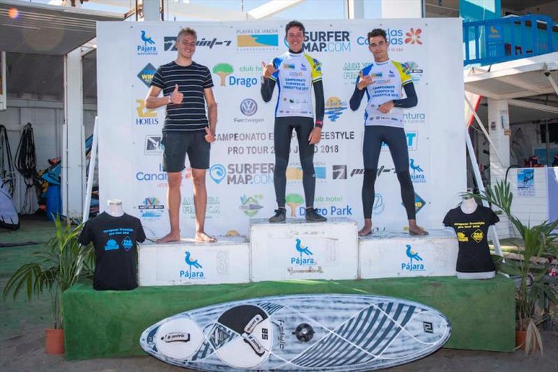 Top 3 of the U18 division – European Freestyle Pro Tour Fuerteventura photo copyright Event Media taken at  and featuring the Windsurfing class