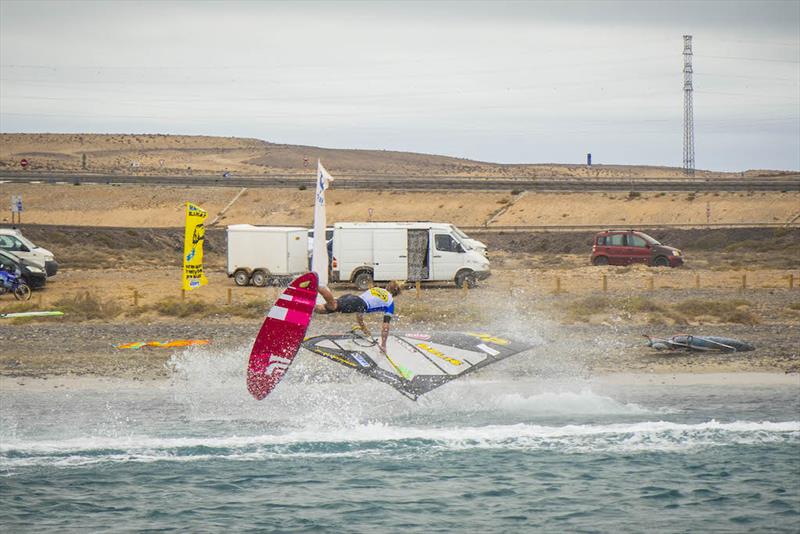 EFPT Fuerteventura 2018 - Yentel Caers having some fun in the tow-in - photo © Gwen Marche