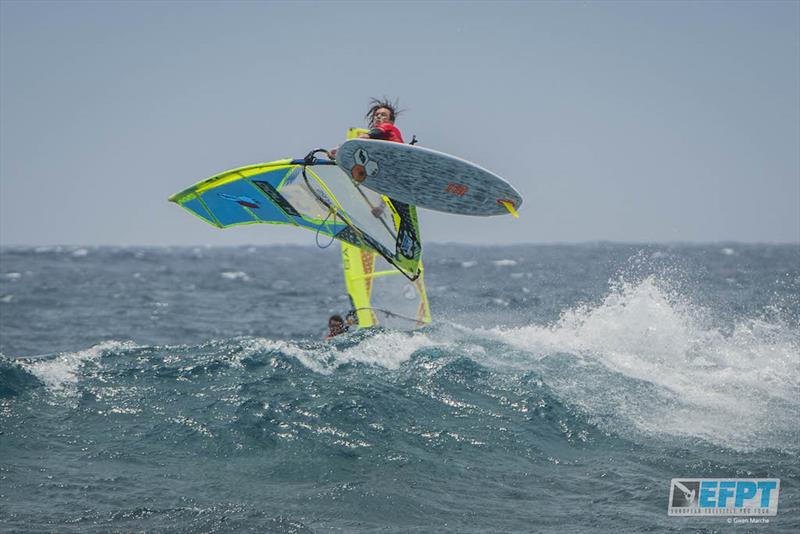 Nic Hibdige from the UK - European Freestyle Pro Tour Lanzarote: Day 1 photo copyright Gwen Marche taken at  and featuring the Windsurfing class