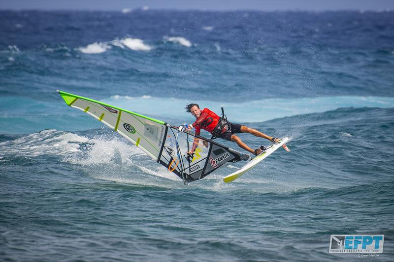French top level freestyler Adrien Bosson - European Freestyle Pro Tour Lanzarote: Day 2 photo copyright Gwen Marche taken at  and featuring the Windsurfing class