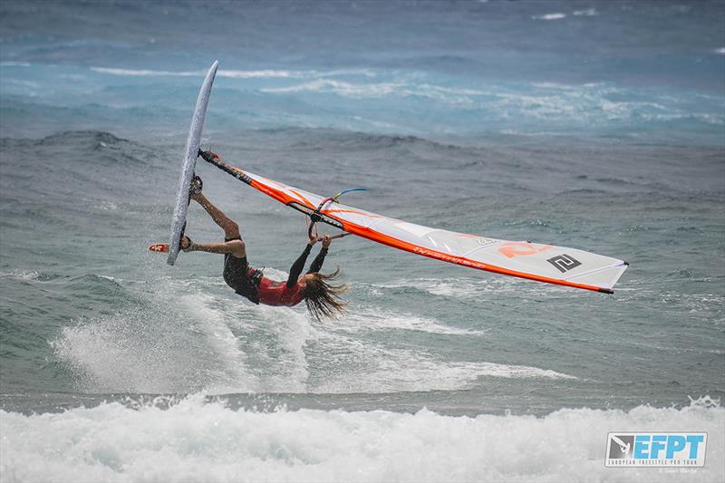 Adam Sims in his comeback - European Freestyle Pro Tour Lanzarote: Day 2 photo copyright Gwen Marche taken at  and featuring the Windsurfing class