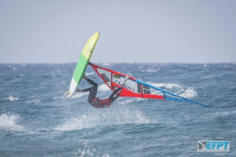 Corto Dumond from New Caledonia - European Freestyle Pro Tour Lanzarote: Day 3 photo copyright Gwen Marche taken at  and featuring the Windsurfing class
