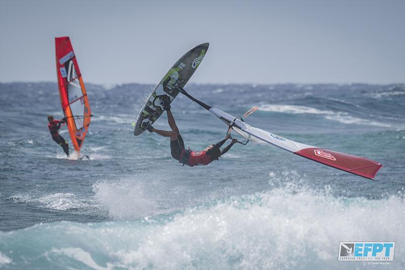 Riccardo Marca from Italy - European Freestyle Pro Tour Lanzarote: Day 3 photo copyright Gwen Marche taken at  and featuring the Windsurfing class