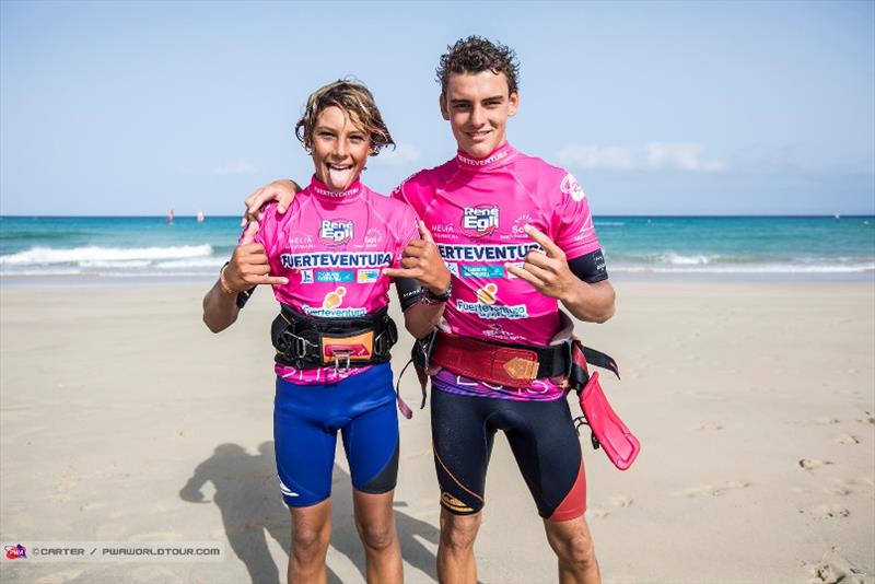 Corto Dumond and Lennart Neubauer in Fuerteventura photo copyright Carter / pwaworldtour.com taken at  and featuring the Windsurfing class