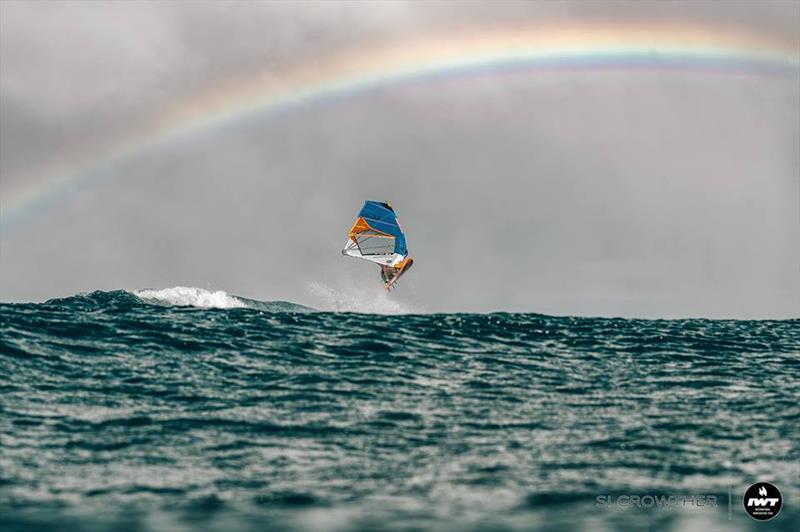Kai Katchadourian under the rainbow - 2018 Aloha Classic photo copyright Si Crowther / IWT taken at  and featuring the Windsurfing class