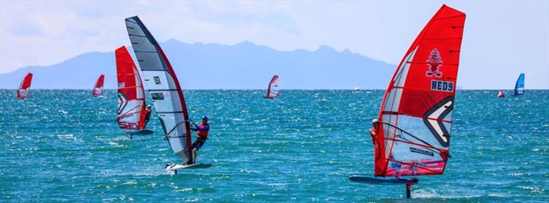 Windsurfers going to fly at the Medemblik Regatta photo copyright Event Media taken at  and featuring the Windsurfing class