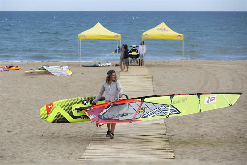 Felix Volkhardt at the end of day 1- 2019 EFPT Las Dunas Costa Brava photo copyright Job Vermeulen taken at  and featuring the Windsurfing class