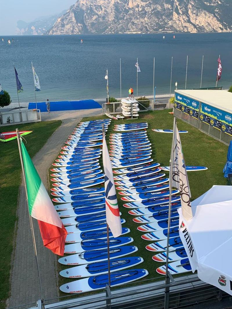 Windsurfer LT Boards lined up at Lake Garda photo copyright Windsurfer Class Association of Australia taken at  and featuring the Windsurfing class