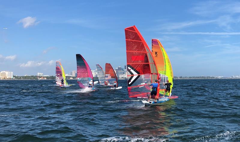 Foiling Windsurf Fleet at the January 2020 Olympic Development Program Clinic photo copyright US Sailing taken at  and featuring the Windsurfing class