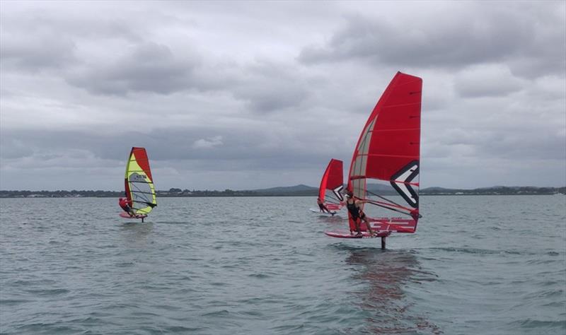 Windfoil training on Moreton Bay in light winds photo copyright Ash Brunning taken at  and featuring the Windsurfing class