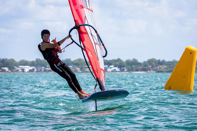 Hamish Swain took out the IQ Foil and Youth divisions as well as third in the Open fleet - Bris Vegas Windfoil Pro photo copyright Sarah Motherwell taken at Royal Queensland Yacht Squadron and featuring the Windsurfing class