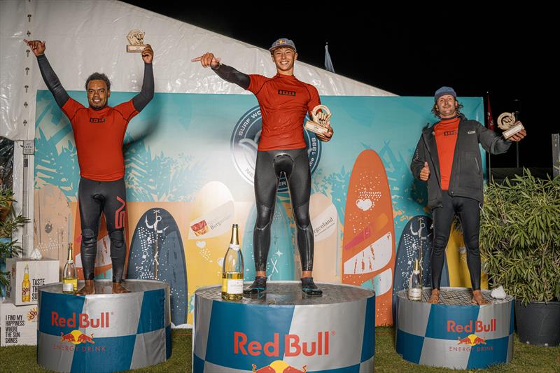 The top three of the tow-in competition - Surf Opening Neusiedl am See photo copyright Alex Lang taken at  and featuring the Windsurfing class