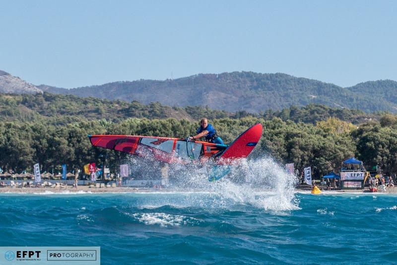 Yentel Caers storming up the ladder - 2021 EFPT Theologos photo copyright PROtography Official taken at  and featuring the Windsurfing class