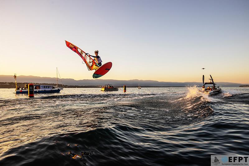 Sam Esteve gaining some impressive AIR and distance - 2021 EFPT GVA Wind Festival photo copyright EFPT taken at  and featuring the Windsurfing class