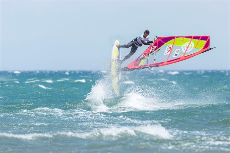 Antoine Albert (Goya Windsurfing) rotating through an Air Chachoo at the 2019 EFPT Costa Brava photo copyright Job Vermeulen taken at  and featuring the Windsurfing class