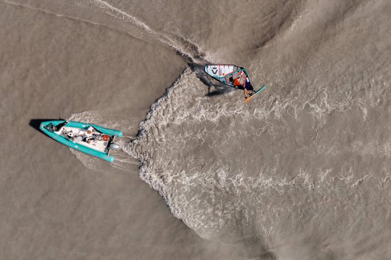 Adrien Bosson as he qualified for the tow-in final in 2021 photo copyright Alex Lang taken at  and featuring the Windsurfing class