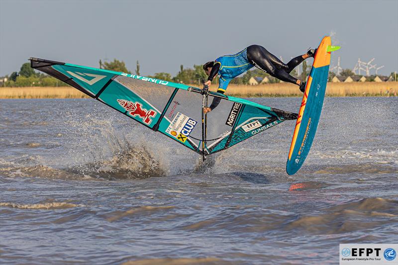 Steven van Broeckhoven's tow-in Shove-it Spock will surely go down in history! - EFPT Austria Surf Opening 2022, Day 4 photo copyright Emanuela Cauli taken at  and featuring the Windsurfing class