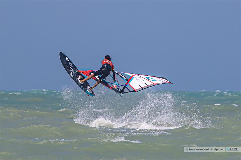 Did someone say Shaka? Adrien Bosson flying through his semi-final heat - EFPT Spiaggia Lunga Vieste 2022 day 3 - photo © Emanuela Cauli