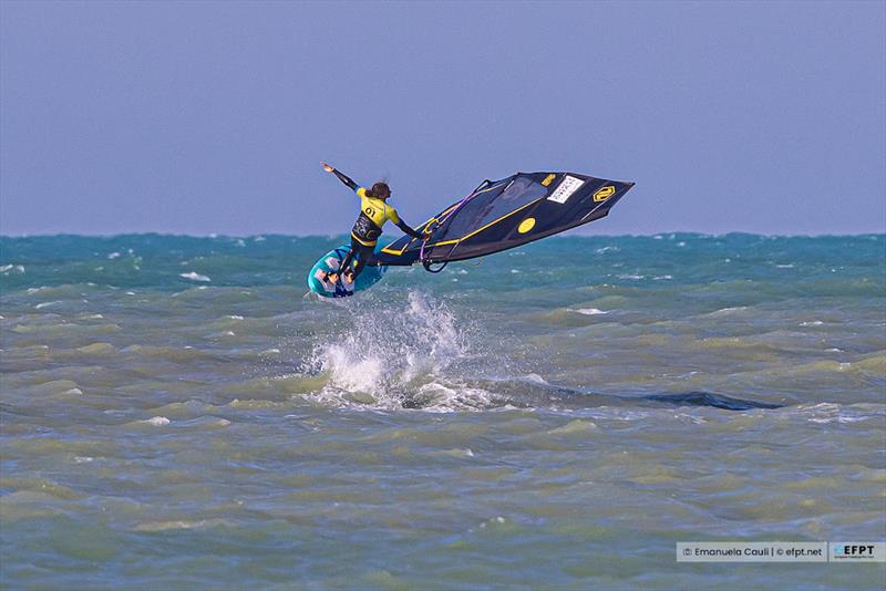 One Handed Burner by Jacopo Testa, a move that was part of his winning repertoire - EFPT Spiaggia Lunga Vieste 2022 photo copyright Emanuela Cauli taken at  and featuring the Windsurfing class