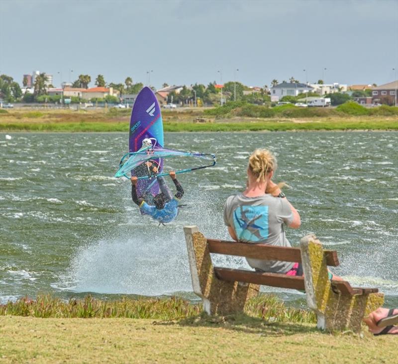 Marc Pare turns out to be a freestyler at heart, pulling out multiple regular ducking moves in his heats on wave gear - photo © Miles Taylor / PROtography / FPT