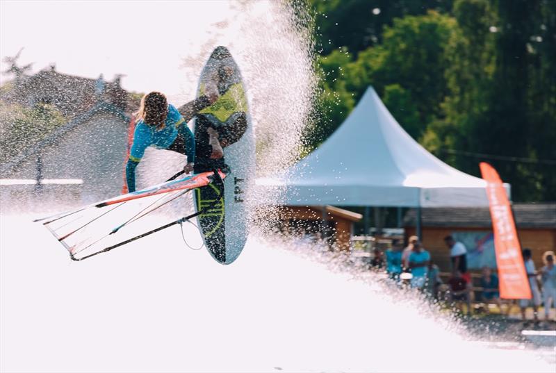 Adam Sims reminding everyone of his Tow-In finesse! - 2023 EFPT Vesoul photo copyright Freestyle Pro Tour taken at  and featuring the Windsurfing class