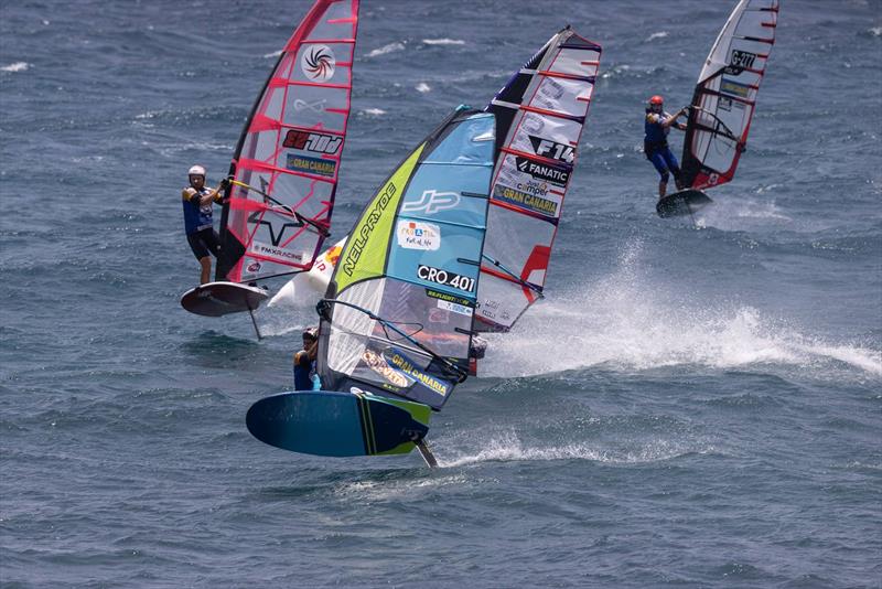Marotti, Rutkowski and Mortefon during finals - 35th Gran Canaria Windsurf World Cup Pozo Izquierdo, Day 5 photo copyright John Carter taken at  and featuring the Windsurfing class