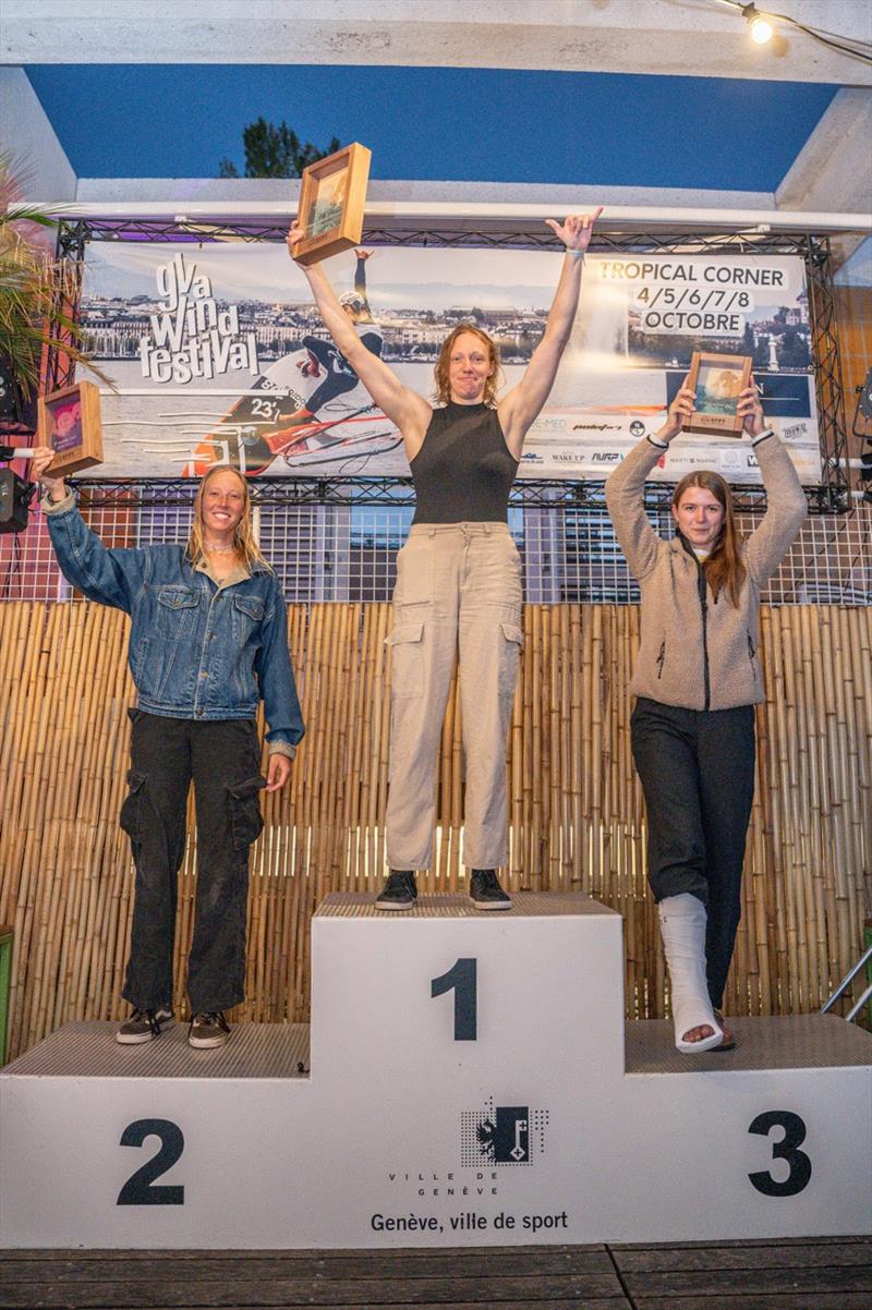 The 2023 Women's European Tow-in podium. 1st Maaike Huvermann, 2nd Lisa Kloster, 3rd Lucie Honegger - photo © PROtography Official