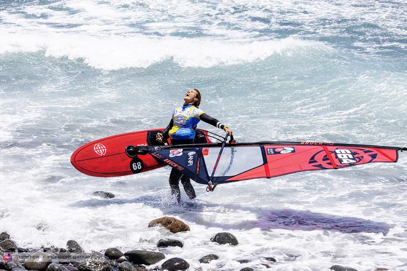 An elated Daida Moreno on day 3 of the Gran Canaria Gloria Windsurf World Cup - photo © John Carter