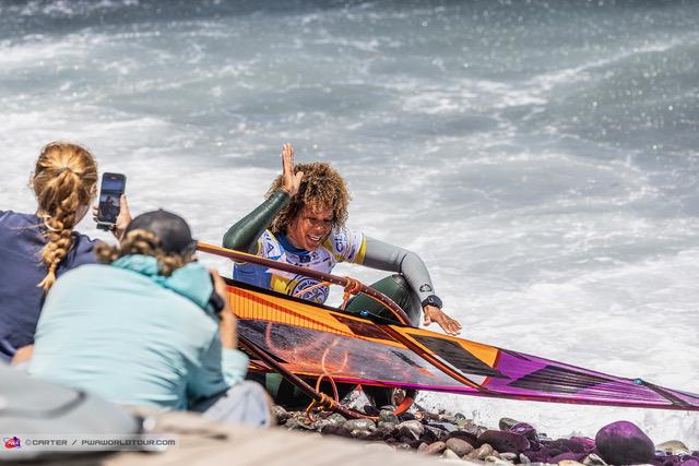 Sarah-Quita Offringa moments after forcing a Super Final at the Gran Canaria Gloria Windsurf World Cup - photo © John Carter