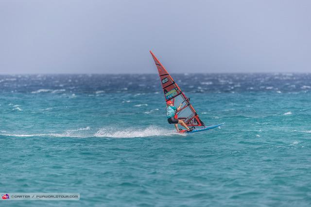 Femke van der Deen hits the front on Day 1 of the Fuerteventura PWA Grand Slam - photo © Carter / PWAWorldTour.com