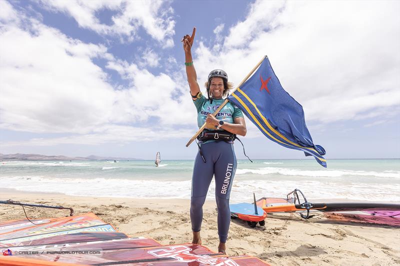 Sarah-Quita Offringa celebrates on Day 4 of the Fuerteventura PWA Grand Slam - photo © Carter / PWAWorldTour.com