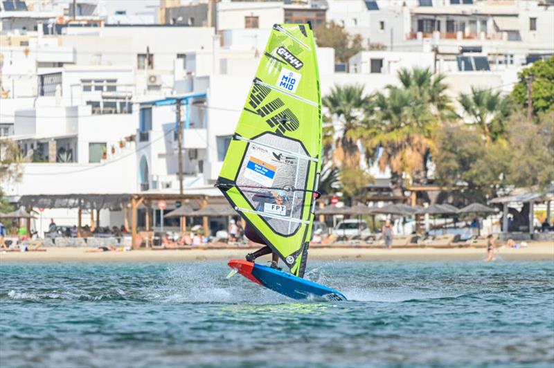 Lisa Kloster was pushing hard, really cracking down on the `training` part of Tow-In Training - 2025 Freestyle Pro Tour Naxos, Day 2 photo copyright PROtography Official taken at  and featuring the Windsurfing class
