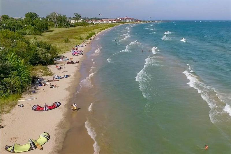 Kiteboarders getting ready for sessions in Sheboygan photo copyright Global Wingsports Association taken at  and featuring the Wing Foil class