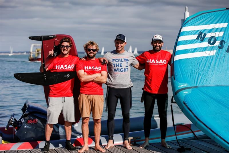 (L-R) Foil the Wight 2021's Tom Court, Sam Light, Tom Buggy and Ross Williams photo copyright Paul Wyeth taken at Island Sailing Club, Cowes and featuring the Wing Foil class