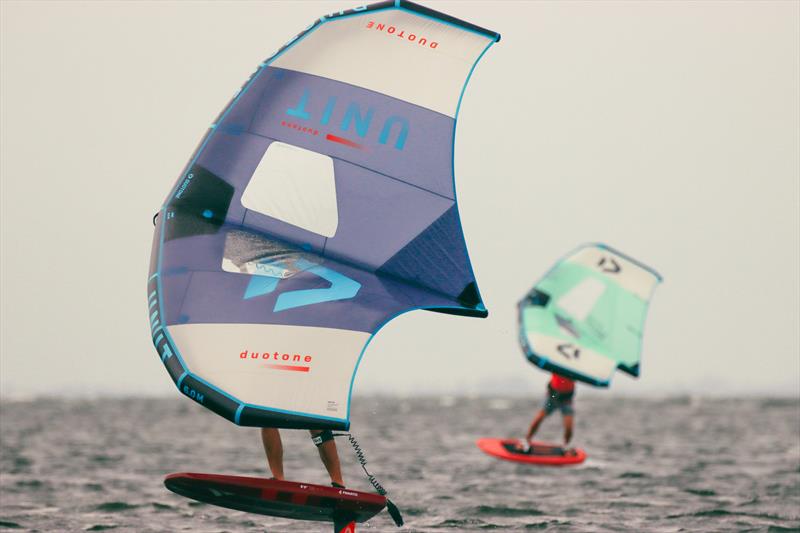 Jonathan Erbele and David Stein work their wings and underwater foils photo copyright Marki Beck  taken at New York Yacht Club and featuring the Wing Foil class