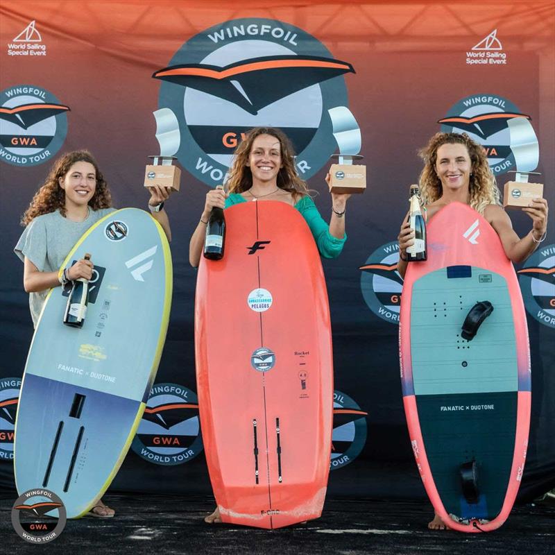 Women's 2022 Wingfoil Surf-Slalom World Championship podium photo copyright Svetlana Romantsova taken at  and featuring the Wing Foil class